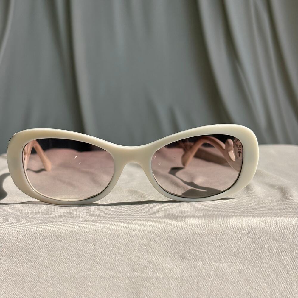 Prada Crystal Absolute Collection 33P Minimal Baroque Sunglasses White Crystal - Picture 8 of 16